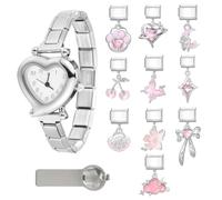 papasgix Set di braccialetti italiani con charm in argento con 1 orologio Brascelet Starter 10 ciondoli italiani assortiti per bracciali, 1 strumento di apertura, 9 mm, modulare per orologi italiani