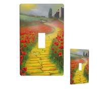 Papaveri Campo Giallo Mattoni Strada Decorativa Piastra Da Parete 1-Gang Luce Interruttore Copertura Dimensioni Standard 4.5 "x 7 cm" Placca Interruttore Elettrico Copertura Piastra di Copertura