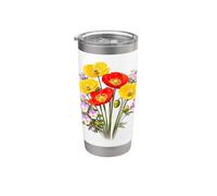 Papaveri rossi e gialli e viole del pensiero Full Bloom Shapes Mania Bicchiere termico in acciaio inox doppia parete
