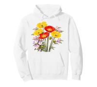 Papaveri Rossi e Gialli e Viole del Pensiero Full Bloom Shapes Mania Felpa con Cappuccio