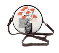 Papaveri rossi in vaso con strisce zebrate da donna rotonde borse a tracolla in pelle borsa a tracolla