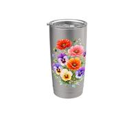 Papaveri Rossi Multicolore Viole Del Pensiero Pieno Fioritura Forme Mania Bicchiere termico in acciaio inox doppia parete