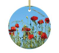 Papaveri Sul Cielo Stampa 2.9 Pollice Moda Rotondo Ceramica Albero Di Natale Appeso Double Sided Stampa Home Decor Forniture