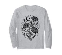 Papavero Botanico Vintage Celeste Luna Papaveri Floreale Maglia a Manica