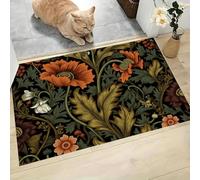 Papavero Mughetto Tappeto, William Morris antiscivolo zerbino rettangolare - Ver Foresta stampa accenti tappeto bagno ingresso comodino porta, 45 x 75 cm
