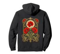 Papavero Rosso Art Nouveau Floreale Felpa con Cappuccio