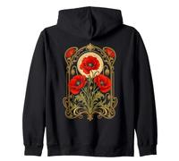 Papavero Rosso Art Nouveau Floreale Felpa con Cappuccio