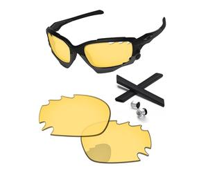 PapaViva Kit di ricambio per lenti e gomma per giacca Oakley Jawbone/Racing ventilata, Giallo cristallo - Non polarizzato, Taglia unica
