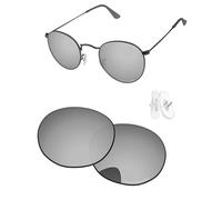 PapaViva Lenti di ricambio e naselli compatibili con occhiali da sole Ray-Ban RB3447JM 50 mm, argento cromato polarizzato