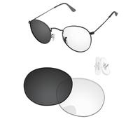 PapaViva Lenti di ricambio e naselli compatibili con occhiali da sole Ray-Ban RB3447JM 50 mm Eclipse grigio fotocromatico non polarizzato