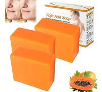 Papaya Kojic Acid Soap, Papaya Soap, 100g Papaya Kojic Soap, Kojic Acid Soap, Skin Brightening Soap with Papaya Extract, Dark Spots Remover Soap, Improve Uneven Skin Tone for Body & Face (3pcs)