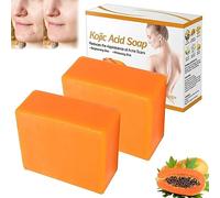 Papaya Kojic Acid Soap, Papaya Soap, 100g Papaya Kojic Soap, Kojic Acid Soap, Skin Brightening Soap with Papaya Extract, Dark Spots Remover Soap, Improve Uneven Skin Tone for Body & Face (2pcs)