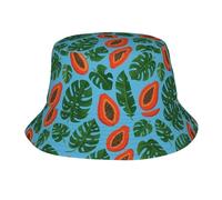 Papaya Tropical Leaves Donna Uomo Bucket Hat Pieghevole Cappello da Pescatore Protezione Solare Cappello da Sole per Ciclismo Viaggi All'Aperto Escursionismo