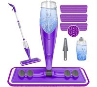 Papclean Mocio spray per la pulizia dei pavimenti, mocio piatto in microfibra con 3 panni riutilizzabili, bottiglia da 635 ml, per pavimenti in legno duro, laminato, piastrelle, legno, casa, cucina