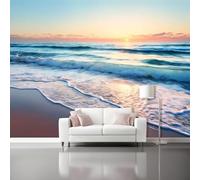 Papel pintado Carta da parati fotografica Tramonto sulla spiaggia Natura Bellissima Moderne Decorazione Soggiorno Camera De Letto Sala Ufficio 400 x 280 cm corridoio decorazioni pareti Arancione Blu