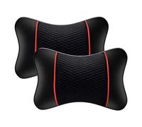 PAPEP Set di 2 Cuscini Poggiatesta Auto in Memory Foam per MG Mulan 2022 2023, per Sollievo del Collo e della Schiena con Fodera in Pelle,Black-Red