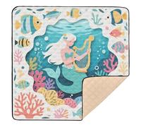 Paper Cut Ocean Animal Mermaid - Tappetino grande e robusto per attività da pavimento per bambini, 1 pezzo, per bambini, 127 x 127 cm