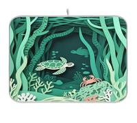 Paper Cut Sea Turtle Green piatto mat cucina piano di lavoro tappetino scolapiatti bordo resistente al calore mat xl asciugatura mat per piatti 18 x 24