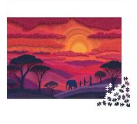 Paper-cutting Art Puzzle 1000Pcs Savana africana at Tramonto Decorazione Per La Casa. Rilassamento E Intelligence Per Adulti E Bambini Da 14 Anni 1000pcs (75x50cm)