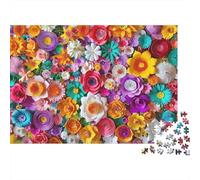 Paper Flower Art 1000 Pezzi Puzzle Adulti Campo Denso e Vibrante di Fiori Multicolori Premium Robusto Vivace Stimolante Antistress Regalo 52x38cm/1000pz