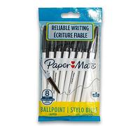 Paper Mate 045 - Penna a sfera con cappuccio, 1 mm, confezione da 8, colore: Nero