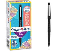 Paper Mate Flair Fibre Tip Pen Medium Point 0.7mm Black (Pack 12)