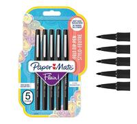PAPER MATE Flair penna, punta media da 0,7mm, nero, confezione da 5