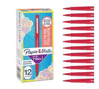 Paper Mate Flair Pennarelli | Punta Media in Feltro (0.7mm) | rosso | scatola da 12
