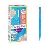 Papermate Flair Nylon Penna con Punta Sintetica, Punta Media da 0.7 mm, Scatola da 12, Turchese
