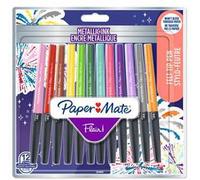 Paper Mate Flair, penne con punta in feltro, colori metallici, Colori assortiti, a punta media (0,7 mm) 12 pezzi