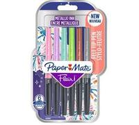 Paper Mate Flair, penne con punta in feltro, colori metallici, Colori assortiti, a punta media (0,7 mm) 6 pezzi