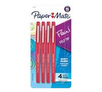 Paper Mate Flair - Punta media in feltro, confezione da 4, colore: Rosso
