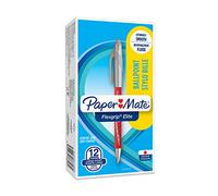 Paper Mate Flexgrip Elite penna a sfera a scatto, punta media (1,4 mm), rosso, confezione da 12