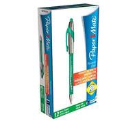 Paper Mate Flexgrip Elite Penna a Sfera Retrattile, Punta Media (1,4 mm), Inchiostro nero Boîte de 12 verde