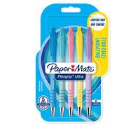 PAPER MATE Flexgrip Ultra penna a sfera a scatto | punta media (1 mm) | blu | colori pastello | confezione da 5