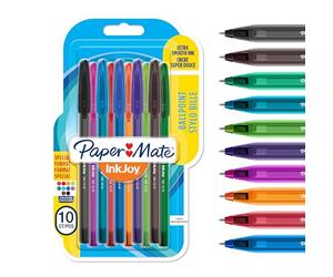 Paper Mate InkJoy 100 CAP Penna a sfera con cappuccio e punta media da 1,0 mm | colori vivaci assortiti | confezione da 8+2 (1956751)