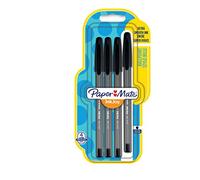 Paper Mate InkJoy 100ST - Penna a Sfera con Cappuccio e Punta Media da 1.0 mm, Confezione da 4, Nero