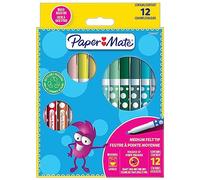 Paper Mate Penne per Colorare con Punta in Feltro per Bambini, Inchiostro Lavabile, Colori Assortiti, 12 Pennarelli con Punta in Fibra