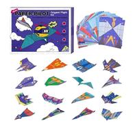Paper Planes, 16 Models Folding Sheets For Travel, Sheet Airplane Crafts Paper, Holiday School Family Classroom Learning Indoor Birthday Aged 6-12