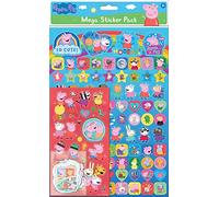 Paper Projects 01.70.22.031 Mega Pack di Peppa Pig and Friends | Tre tipi di adesivi (circa 150 in totale) | Riutilizzabili su superfici non porose, blu/rosso, 29,7 cm x 21 cm