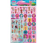 Paper Projects 01.70.22.039 Cry Babies Mega - Set di adesivi con licenza ufficiale, riutilizzabile su superfici non porose, rosa, 35 cm x 23 cm