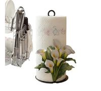 Paper Towel Holder - Tissue Roll Storage Rack With 2D Flower Pattern | Counter Paper Towel Organizer For Kitchen, Bathroom, Sink, Bar, Pantry, Garage, Restaurant, Cafe, Hotel And School