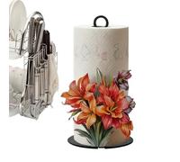 Paper Towel Holder - Tissue Roll Storage Stand | Paper Towel Roll Holder with 2D Flower Pattern Base for Kitchen Counter Organization Dining Table Use and Home Decor Display