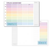 paper&you® Blocco per l'agenda settimanale della famiglia A4 "Rainbow" a 4 colonne, 50 fogli - agenda per la famiglia con piano dei pasti, lista della spesa, tanto spazio per appunti e cose da fare -