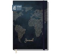 paper&you® Diario a puntini A5 con Banda elastica "Travel the World" 156 pagine, taccuino a punti - Sostenibile & rispettoso con il clima