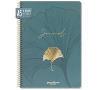 paper&you® Dotted Journal punteggiato A5 con rilegatura a spirale "Blue Ginkgo" 160 pagine, taccuino a punti, blocco universitario - sostenibile e rispettoso con il clima