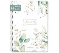 paper&you® Dotted Journal punteggiato A5 con rilegatura a spirale "foglia d'oro" 160 pagine, taccuino a punti, blocco universitario - sostenibile e rispettoso con il clima