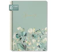 paper&you® Dotted Journal punteggiato A5 con rilegatura a spirale "Foglie di menta" 160 pagine, taccuino a punti, blocco universitario - sostenibile e rispettoso con il clima