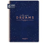 paper&you® Dotted Journal punteggiato A5 con rilegatura a spirale "Make your dreams happen" 160 pagine, taccuino a punti, blocco universitario - sostenibile e rispettoso con il clima