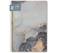 paper&you® Dotted Journal punteggiato A5 con rilegatura a spirale "marmo grigio" 160 pagine, taccuino a punti, blocco universitario - sostenibile e rispettoso con il clima